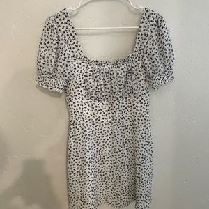 Blue and white floral milkmaid dress - size small